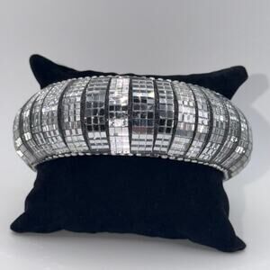 Silver & Black Mirror Mosaic Statement Bangle